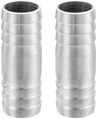 QUARKZMAN 2Pcs Raccord De Tuyau Egal A Embout 22x60mm, Raccord De Connexion en Acier Inoxydable 304 pour Systemes A Vide, Connexions Industrielles, Equipement Pneumatique, Argent