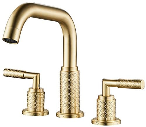 3-Loch-Waschtischarmatur, Aufsatzwaschbecken, gebürstetes Messing, Armaturen für Badezimmerwaschbecken, Dreiloch-Waschtischarmatur