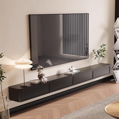 Easnuroz Floating TV Stand Floating TV Stand Unit Tv Stand 120-240 Cm Floating Media Stand With Storage Shelves For Living Room, Bedroom And Dining Room(Black,120 * 24 * 20cm)