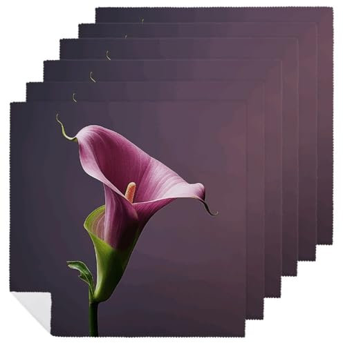 Stoffservietten, langlebig, weich, saugfähig, Tischservietten, Set mit 6 Stück, violette Calla-Lilie, Küchen-Platzsets, wiederverwendbar, waschbar, Servietten für Partys, Restaurant, Hochzeit, Hotel