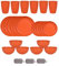 Set di Posate in Plastica da 24 Pezzi Per 6 Persone Ciotole Piatti e Bicchieri Infrangibili Posate da Picnic Colorate e Riutilizzabili Adatto al Microonde e Alla Lavastoviglie (Arancione)