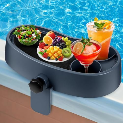 CWOQOCW Verstellbares Pool-Tablett mit Getränkehaltern oberirdischer Poolbar, rutschfest, Badewanne, Spa-Zubehör für Getränke, Snacks, Handy-Aufbewahrung
