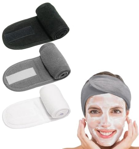 3 Pièces Bandeaux pour Femme, Scratch Cheveux Spa Lavable, Bandeau Maquillage, pour Spa, Yoga, Maquiller Soins du Visage