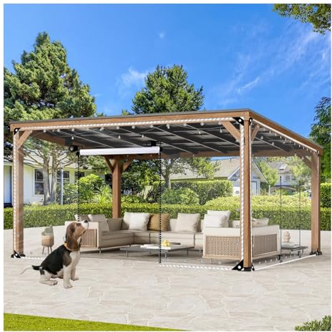ZHENGQIAN PVC transparente Plane mit Reißverschluss,0.5mm Wasserdichter Planen Trennvorhang,wasserdichte Durchsichtige Plane 680g/m²,Reißfest,für Garage Terrassen Gartenlauben(H2.4xW3M/H7.87xW9.84ft)