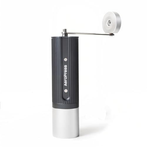 AeroPress Manual Coffee Grinder – Portable Hand Crank Burr Grinder with Titanium-Coated Conical Burrs, 60 Grind Settings, Compact Travel Coffee Bean Grinder for AeroPress, Espresso, French Press