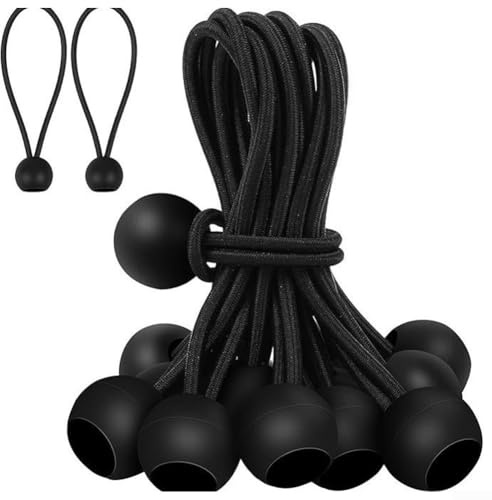 Bungee Ball Ties Pack of 30 – Long-lasting Rubber Elastic Ball Fasteners with Plastic Balls for Tarpaulin Tie Down, Tent Cord Tensioners, Canopy Ball Straps and(10CM)