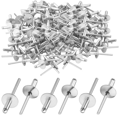 LFBEST Lot de 120 rivets aveugles à grande tête en aluminium - 4,8 x 20 mm (Diamètre de bride : 16 mm) - Idéal pour automobiles, mobilier, équipements industriels et projets DIY