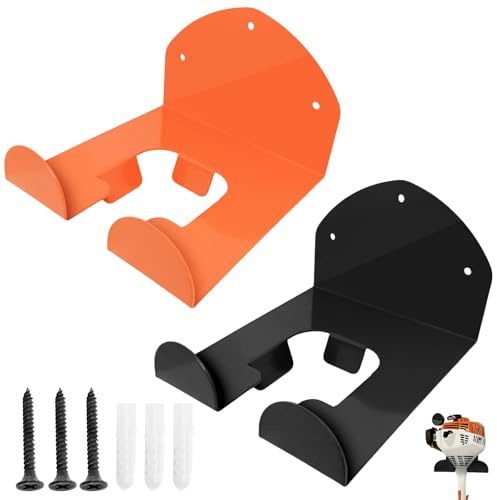 SHIQUAN Wandhalterung für Rasentrimmer, Schwarz, Orange | Rostfrei, stabile Stütze, Gartenzubehör