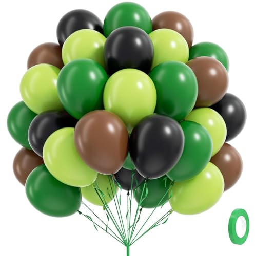 Koboko 30 Stk Gaming Deko Luftballons Grün Schwarz Braun, Grüne Braune Luftballons Girlande Gamer Deko, Helium Ballons Schwarz Videospiel Geburtstag Deko, Luftballon Girlande Grün Miner Party Deko