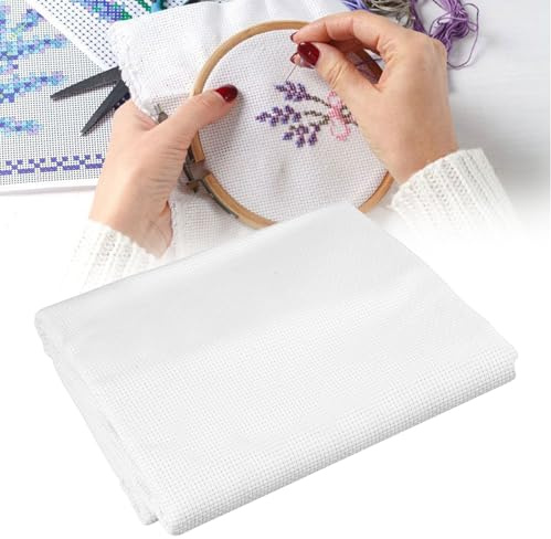 11CT Kreuzstich Stoff zum Sticken, 150x100cm Sticken Stoff Aida, Weiß Stramin Zum Stickerei Fabric, Cross Stitch Fabric für Näharbeit DIY Handwerk