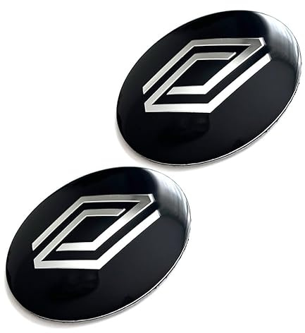 2 Stück Aufkleber 56mm, 60mm, 65mm Diameter für Radnabenkappen usw. FürRen.au.l-t-Auto. Dekor, Ersatz für Auto Nabenkappen. Sticker für Autotuning aus Aluminium (60mm)