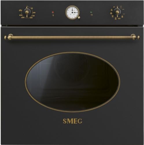 Smeg SFP68C1TAO Elektro-Heizofen, 60 cm, Kolonialästhetik, 65 Liter, pyrolytisch, Soft Close, Farbe Anthrazit, Energieklasse A