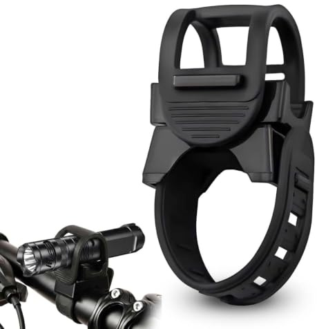 ZENQARI Soporte de linterna para bicicleta de silicona, ajustable sin herramientas, rotación 360°
