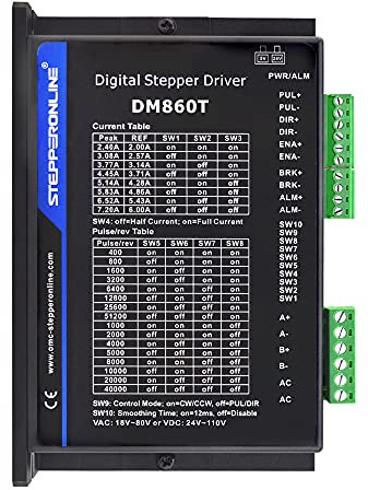 STEPPERONLINE DM860T Digitaler Schrittmotor Treiber 2.4-7.2A 18-80VAC or 36-110VDC Stepper Motor Driver Für Nema 34 CNC Stepping Motor