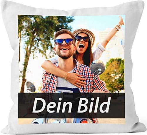 MoonWorks® , Baumwolle, Fotokissen, Kissen-Bezug mit Foto Bedrucken Lassen, Fotogeschenk weiß 40cm x 40cm