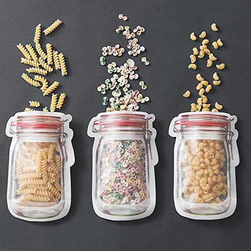 Topeedy Mason Jar Zipper Bags - Reusable Airtight Seal Food Storage Bags for Travel & Camping
