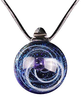 Grancey Universum Galaxie Anhänger Halskette 3D Nebel Planet Kugel Anhänger aus Lampwork Glas Halskette mit Kette Schöner Schmuck