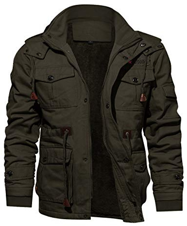KEFITEVD Winterparka Herren Fleece Gefüttert Winterjacke mit Viele Taschen | Verdickte Thermo Gefütterte,Baumwoll Winterparka,mit Abnehmbarer Kapuze,Fellkapuze Winddichte,Outdoor Winterjacke