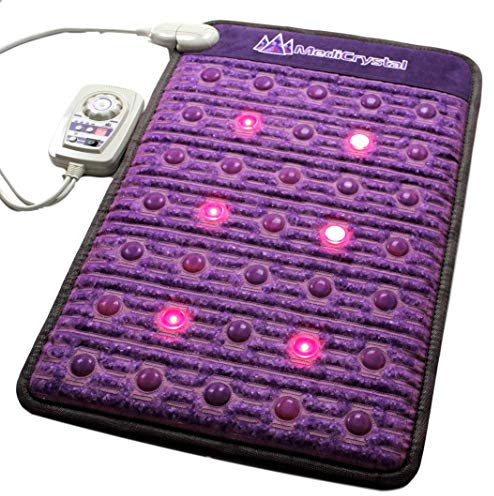 MediCrystal Far Infrared Amethyst Mat - Natural Agates + Photon Red Lights - FDA Registered - Negative Ion - Heating Pad (Mini 32 L x 20”W)