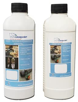 RESINA EPOSSIDICA TRASPARENTE 800 GRAMMI A+B 4KRYSTAL PER LEGNO GIOIELLI E MODELLISMO EFFETTO ACQUA PER COLATA AD ALTO SPESSORE 12CM AUTOLIVELLANTE (* 4CMX3 COLATE) - COLORPOINT