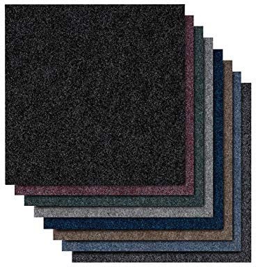 Basel Carpet Tiles Loose Lay Carpet Flooring Tile Planks, Carpet Floor Covering for Commerical, Home and Office, Bitumen Back, Loop Pile (50 x 50 cm, Anthracite)