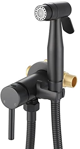WiPPhs WI9138BK Hand-Bidet-Sprüher für Toilette, warmes Wasser, Edelstahl, Bidet-Handsprüher mit Messing-Heiß- und Kalt-Mischventil, Schwarz