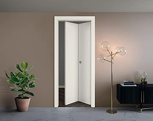 Porta interna a libro in laminato Bianco porta pieghevole con serratura Finitura Cromata 80X210
