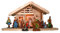 mgc24 Weihnachtskrippe Tischkrippe aus Holz, komplett mit 11 Krippenfiguren handbemalt, LED-Beleuchtung