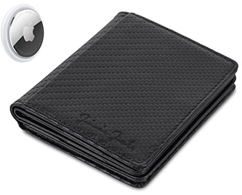Jaimie Jacobs Flapstar AirTag-Edition mit Münzfach Magischer Geldbeutel Leder RFID-Schutz Herren (Carbon)