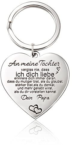 VU100 Schlüsselbund mit Gravur Inspirierende Botschaft für Tochter Enkelin Damen Mädchen Herzanhänger Geschenke an Tochter Enkelin von Papa/Opa