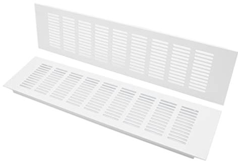 TTZEZE Lüftungsgitter-Abdeckung, weiß, Aluminiumlegierung, rechteckig, Metall-Lamellen-Grillabdeckung für Kleiderschrank, Herd, Schuhe, Schrank, Waschbecken, Küche, Decke und Bodenauspuff, 2 Stück