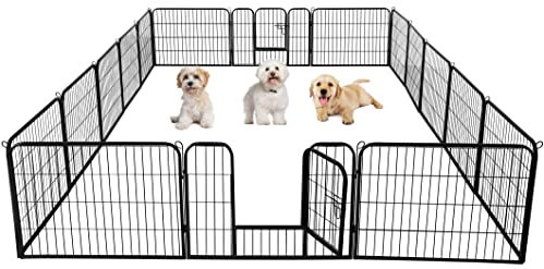 costoffs Extra Large Pet Playpen 16 Panel Foldable Puppy Dog Pen for Small Animals Metal Exercise Fence Run Cage 60cm High Black