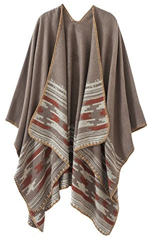 EXCHIC Damen Vintage Farbblocking Schal Wrap Open Front Poncho Übergroße Winterdecke Elegant Cape Coat (Kamel-6, One Size)