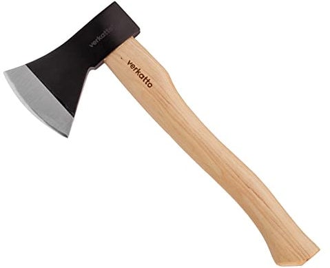Mivos Beil Axt 800 g mit Hickory-Holzgriff und Klinge aus Kohlenstoffstahl - Handbeil für Garten und Wald - Kleine und Kompakte Universalaxt - Spaltbeil mit Lackiertem Holzstiel