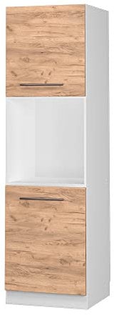 Vicco Herdumbauschrank Fame-Line, Goldkraft Eiche/Weiß, 60 cm mit offenem Regal