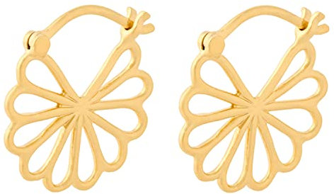 Pernille Corydon Creolen Damen Gold Small Bellis Earrings/Creol Ohrringe Gold Blume klein/florales Gänseblümchen Design - 17mm - E326g