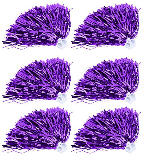 MOUMOUTEN Cheerleading Poms, 6 Stück Kunststoff farbige Bälle Cheerleader Pompom Dekoration für Sport Party Zubehör Tanzball Party Party Sport Pompons Cheer Pom(7 Farben)(Lila)