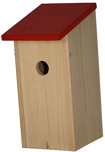 Dehner Natura Premium Wildvogel Nistkasten Birga, Vogelhaus / Vogelnistkasten für Wildvögel, robust, ca. 16 x 32.5 x 20.5 cm, aus FSC - zertifiziertem Kiefernholz, rot / natur
