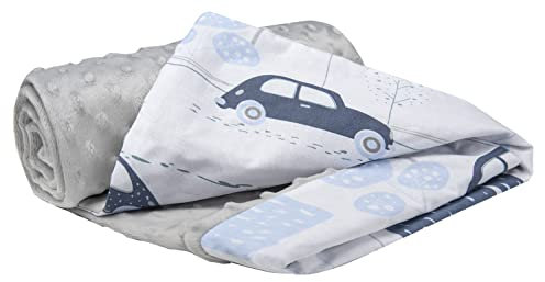 Medi Partners Babydecke Baby Decke Neugeborenen - Kuscheldecke Geschenk Babydecken 75x100cm für Kleinkinder Mädchen Krabbeldecke Kinderbett Kinderwagen 100% Baumwolle (Retro-Autos mit grauem Minky)