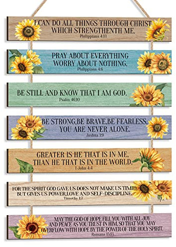 HPNIUB Religious Christian Gifts for Women Men,Sunflower Bible Verse Wall Art Motivational Inspirational Quotes Wall Art,Farmhouse Bible Accessories for Home,Kitchen,Office Decor