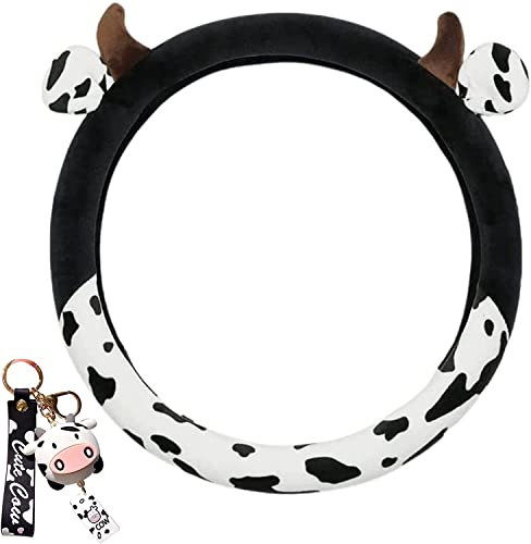 Kuh-Lenkradbezug, rutschfest, dehnbar, Kuh-Druck, Kreis-Lenkradbezug (schwarz)