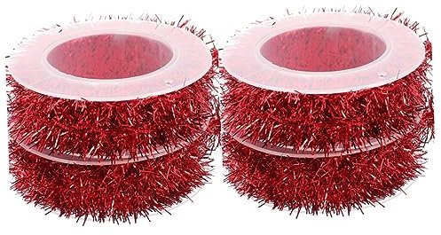 ABOOFAN 4 Rollen Weihnachtsstreifen Funkelnde Girlande Weihnachtsanhänger Zum Aufhängen Zinn Lametta Kranz Grüne Girlande Funkelnder Streamer Rote Girlande Plastik Requisiten Garn