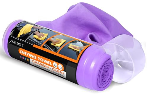 Idemeet Serviettes de séchage absorbantes pour voiture, 66 x 43,2 cm, chiffons chamois réutilisables pour voiture, salle de bain, sans taches, anti-rayures, violet