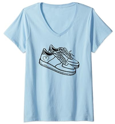 Menschliche Schuhe Künstlerisches Design T-Shirt mit V-Ausschnitt
