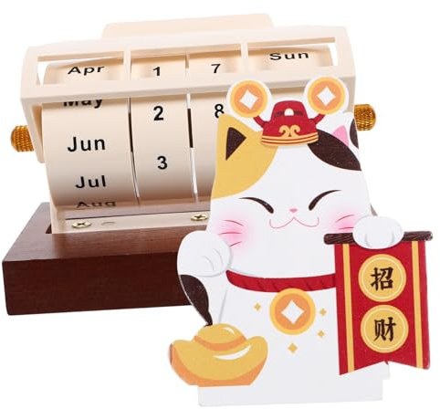 Holz Ewiger Kalender Tischfigur mit Zahlenblöcken und Weihnachten Party