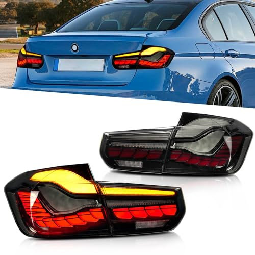 Archaic Rückleuchten kompatibel mit BMW 3 Series Seden M3 F30 F35 F80 2013-2018,[nicht passen Touring F31], mit Animation DRL,Geräuchert,Mit E-Prüfzeichen