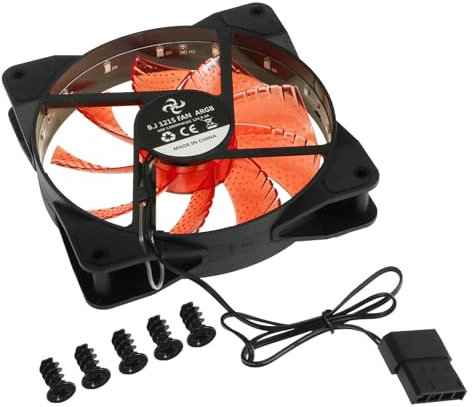 sourcing map Computer Case Fan 600-1200RPM 120mm 4 Pin Red LED Silent Cooling Fan 15 LED 12V for Desktop Computer Radiators with Rubber Pads 4 Screws