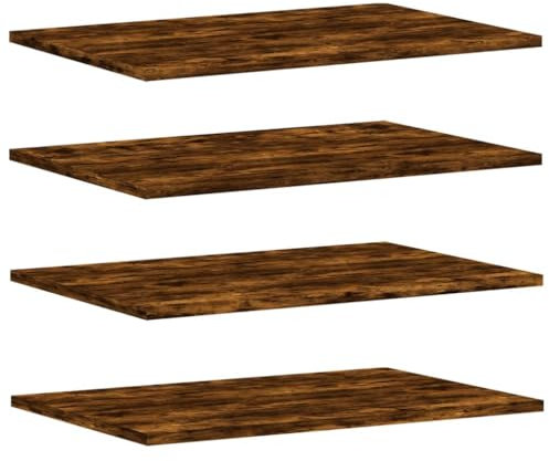 vidaXL Estantes de Pared 4 uds, Repisas para Cuadros Libros CD, Estanterías Flotantes, Baldas para Salón Dormitorio, Madera de Ingeniería Roble Humo