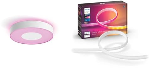 Philips Hue White & Color Ambiance Xamento Deckenleuchte M (2.350 lm) & Gradient Ambiance LED Lightstrip 2m Basis, Weiß, 929002994901
