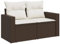 vidaXL Gartensofa 2-Sitzer, Outdoor Sofa mit abnehmbarem waschbarem Bezug, Gartenstuhl mit dick gepolsterten Kissen, Gartenmöbel Terrassenmöbel, Braun Poly Rattan